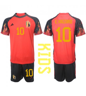 Belgium Eden Hazard #10 Replica Home Stadium Kit for Kids World Cup 2022 Short Sleeve (+ pants)